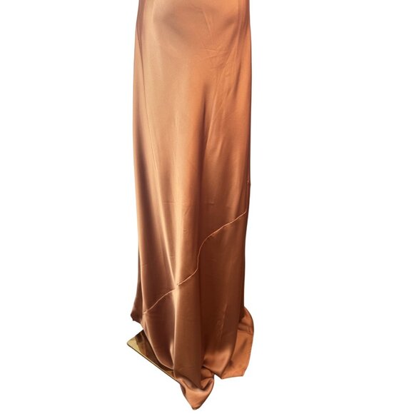 Show Me Your Mumu M Jasmine Halter Maxi Copper Satin Luxe Formal NWOT - Picture 7 of 16